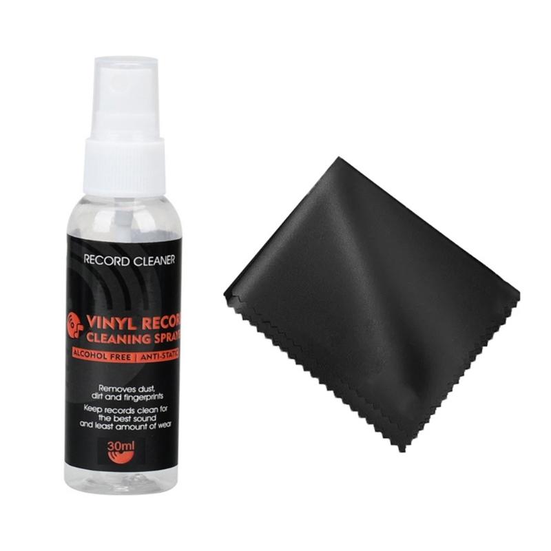 User Friendly Vinyls Record Cleaning Fluid 30ml with Microfiber Towel Precise Record Cleaner Noise Reductions Play