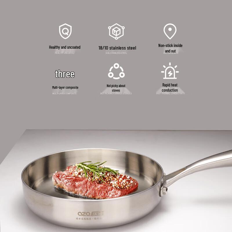 Zhishi 18-10 Tri-Ply Stainless Steel Frying Pan