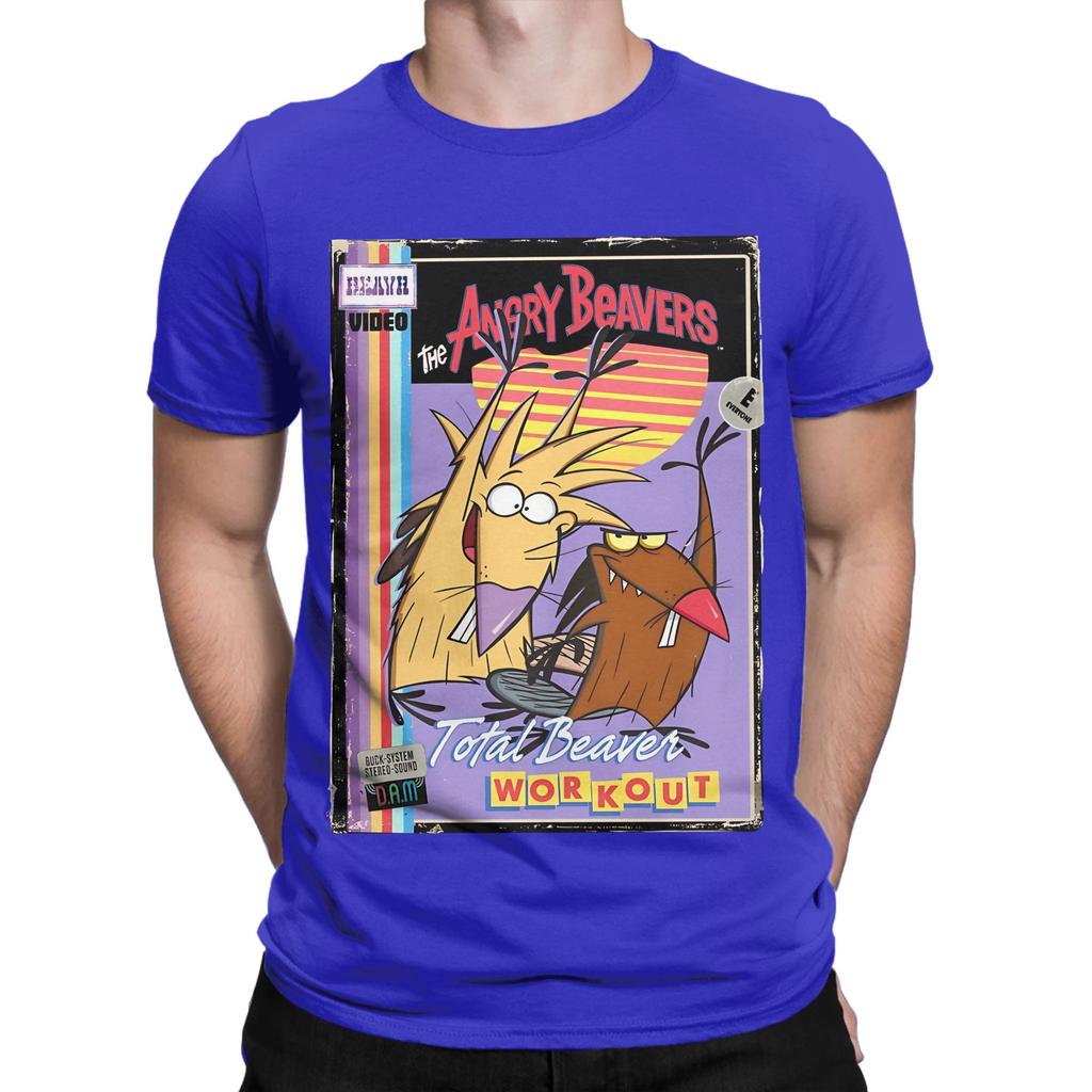 Angry Beavers Total Beaver Workout Retro Vintage Video Tape Novelty 100 Cotton TShirt The Angry Beavers Tees Tops For Unisex