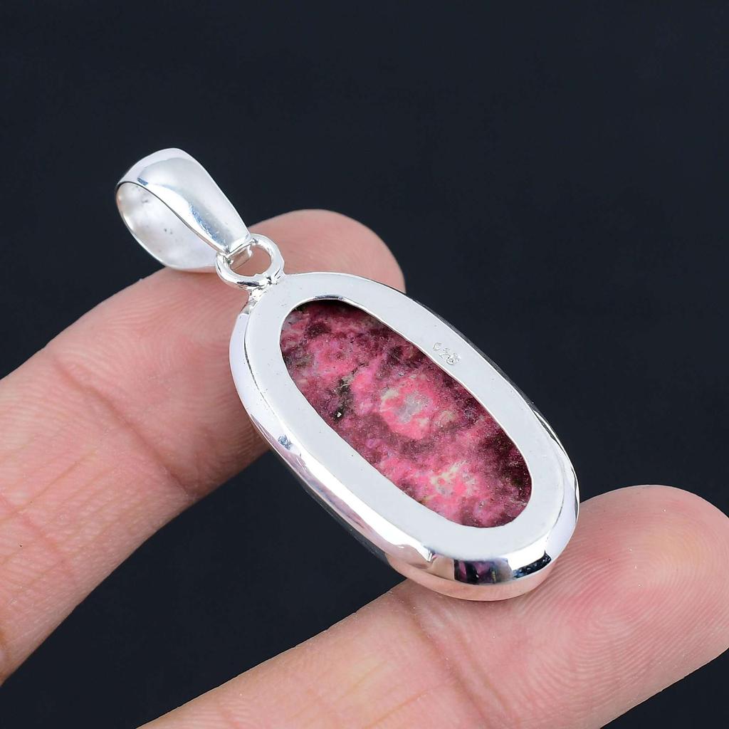 Thulit Edelstein Anhänger Massiv 925 Sterling Silber Anhänger Schmuck Geschenk für Unisex