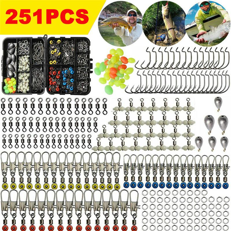 Buy 251Pcs Fishing Jig Hooks Accessories Sea Tackle Plier Slides Swivel