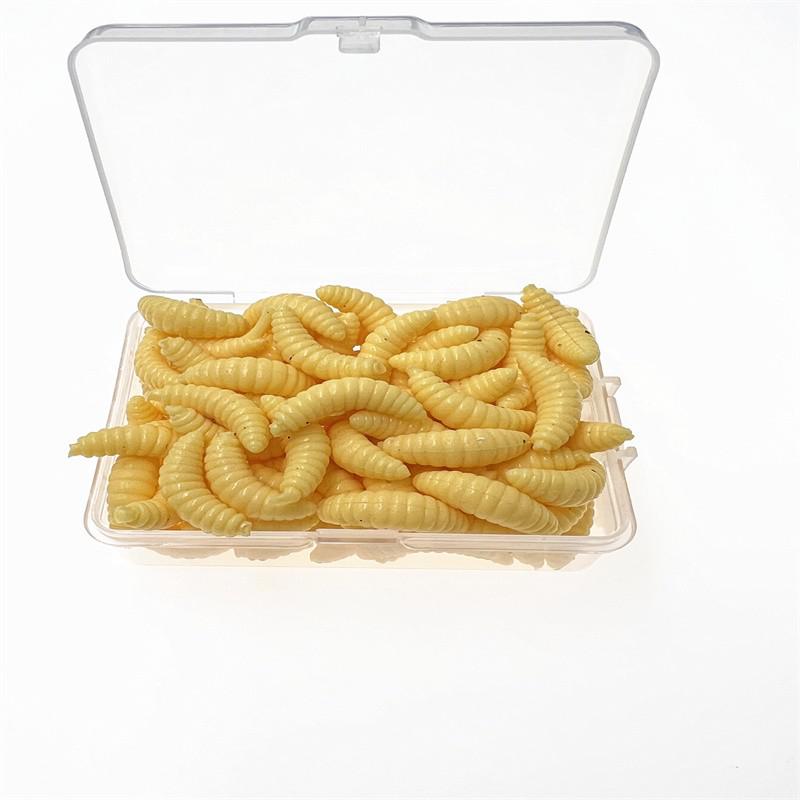 

100 шт./кор. светящиеся силиконовые искусственные приманки в виде червей 2 см 0,3 г личинка опарыша мягкие рыболовные приманки крючки пахучие черви светящиеся приманки жёлтый