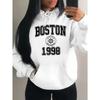 Boston City 1998 Art Letter Printing Hoody Women Pocket Y2K Fleece Hoodie Autumn Multicolor Sportswear Loose Clothes
