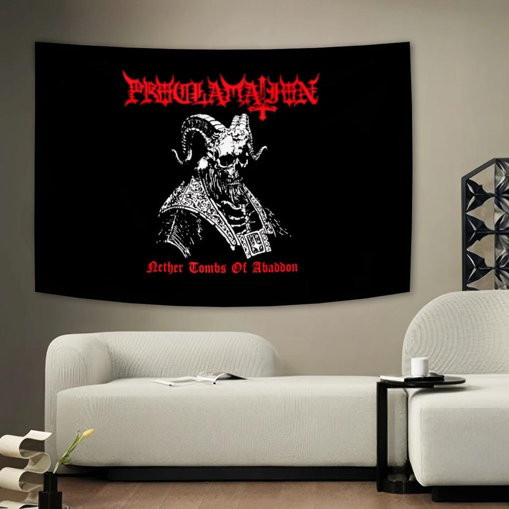 Blasphemy Dark Metal Style Tapestry Home Decoration Gothic Goat Demon Wall Hanging Bedroom Living Room Heavy Metal Dark Art
