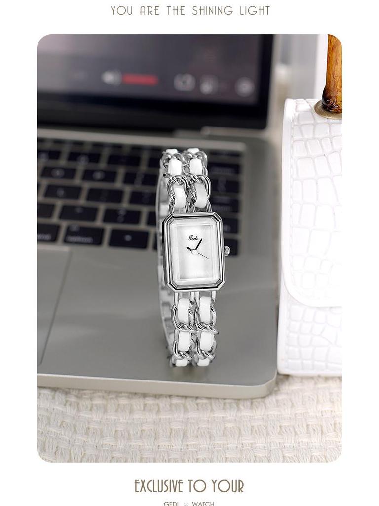 Gedi Elegant Small Square Women's Quartz Watch with Niche Bracelet Style