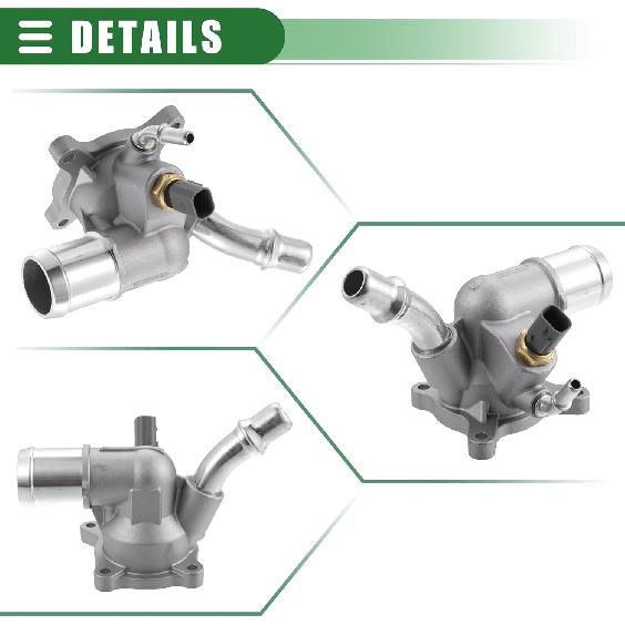 Motoforti Engine Coolant Thermostat Housing Assembly, for Jeep Cherokee 2014-2021, Metal, 816-194, Silver Tone