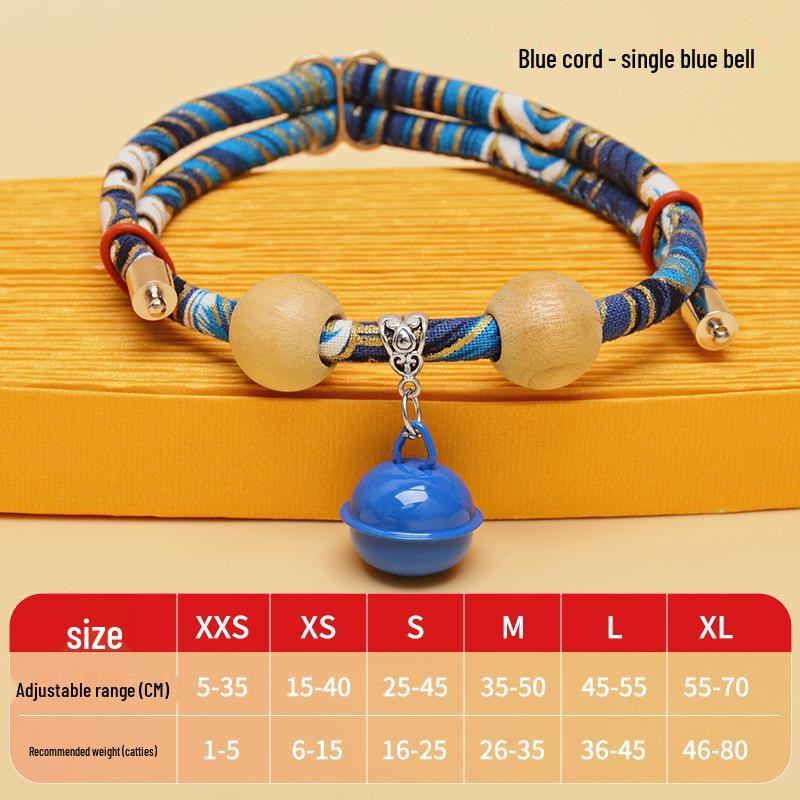 Camphor Wood Cat Collar with Bell and Longevity Lock - Pet Necklace Accessories