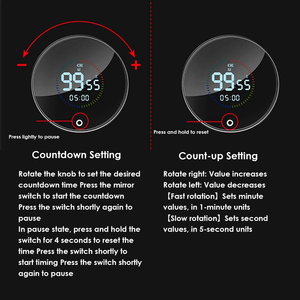 USB Charging Digital Clock Magnetic Suction Self-discipline Timer Rotary Timer Student Study