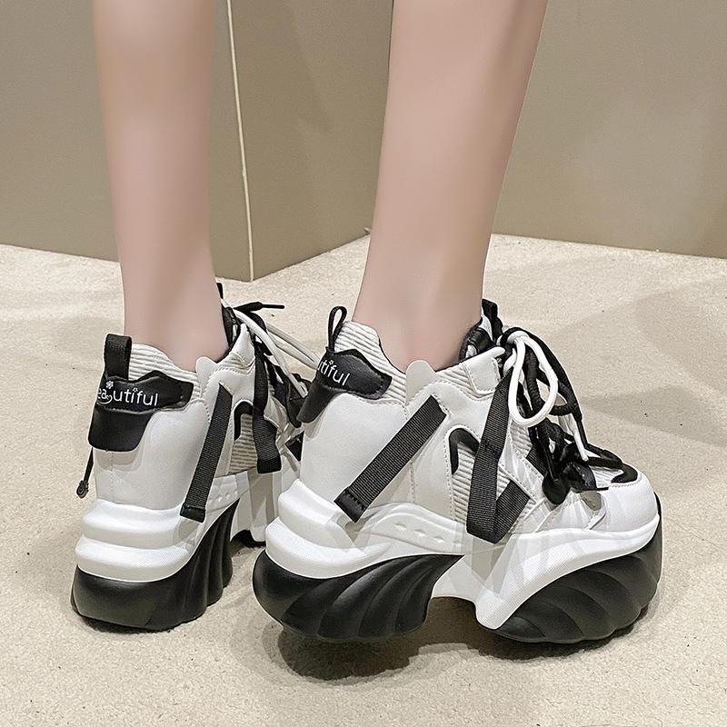 Women's Autumn New Style Casual Shoes Comfortable Slimming Soft Bottom Breathable Online Shopping Shoes with Thick Sole