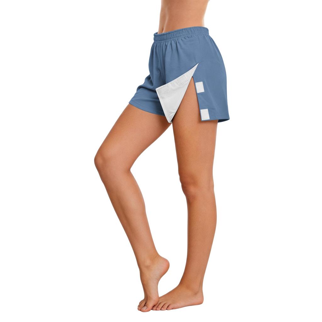 Women Post Surgery Recovery Shorts Side Velcro Closure Easy Open Close No Pocket Medical Care Elastic Waistband Comfortable Fit
