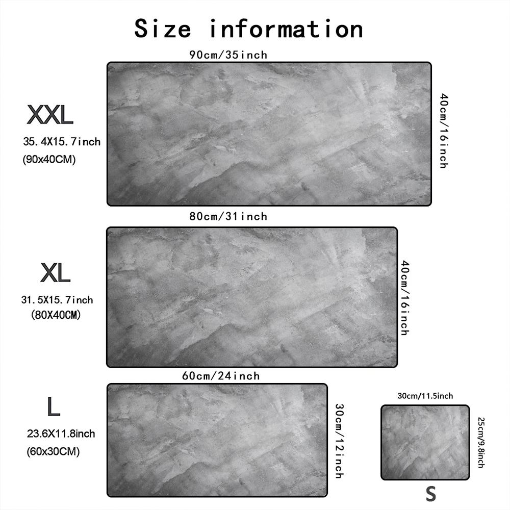 Dark Gray Distressed Texture Large Gaming Mouse Pad Waterproof Nonslip Desk Mat