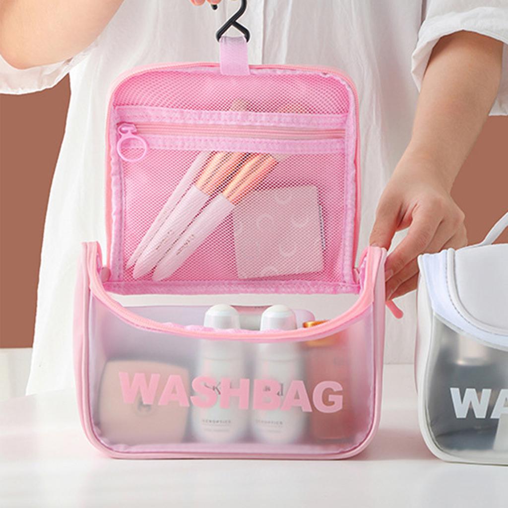 1pc-Translucent Waterproof Wash Gargle Bag Frosted Toiletry Kits For Women Girls Travel Cosmetic Bag Portable Makeup Organizer