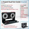 L-Shaped Dual 8cm Fan Cooler Bracket ABS Fan Stand Max 8.2cm Width Fit Retractable Base For Modem Router TV Box Switch Dock Pad