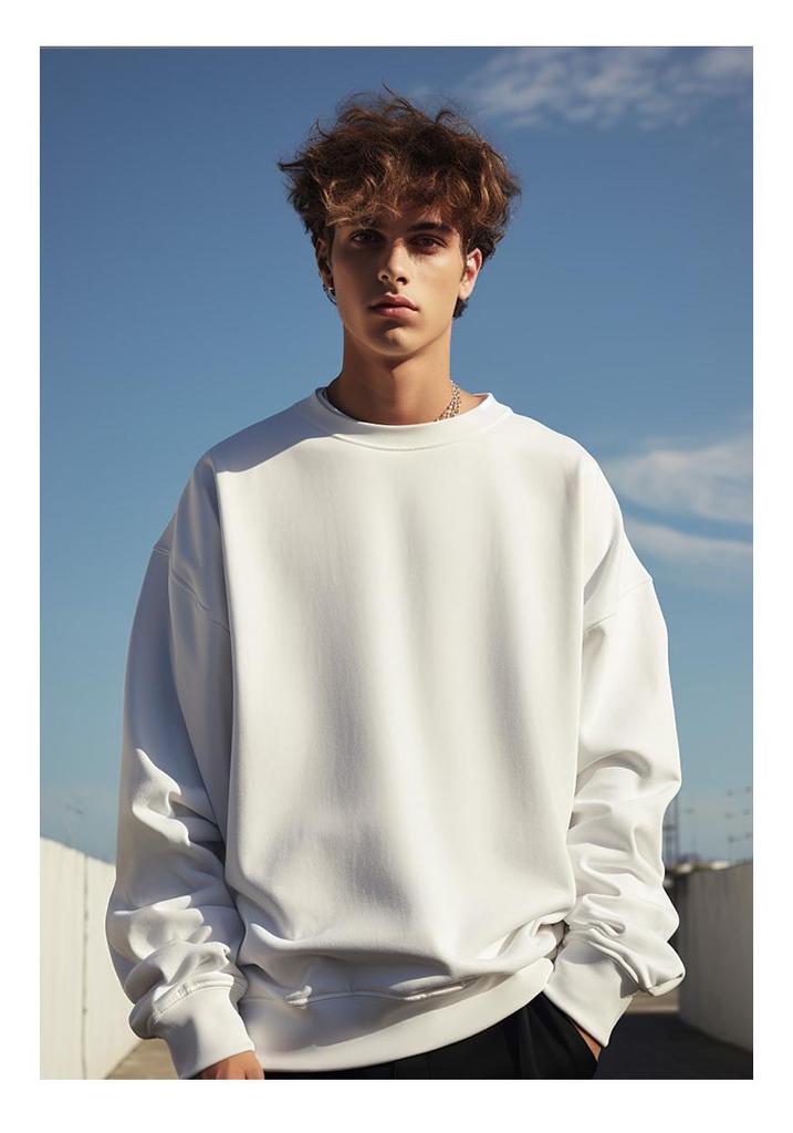 Men's Plus Size Round Neck Solid Color Hoodie - Loose Fit with Velvet Base Layer for Couples, Suitable for Spring and Autumn.