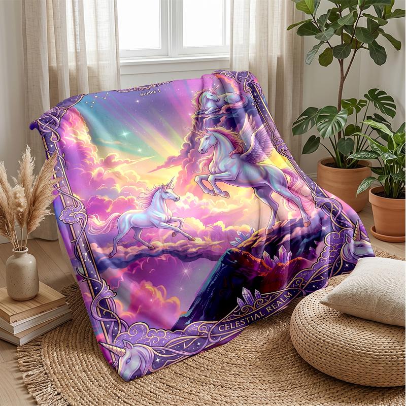 Celestial Unicorn Moon blanket Personalized Name Flannel Blanket Soft Cozy Plush Throw for Sofa Bed Lightweight Home Decor