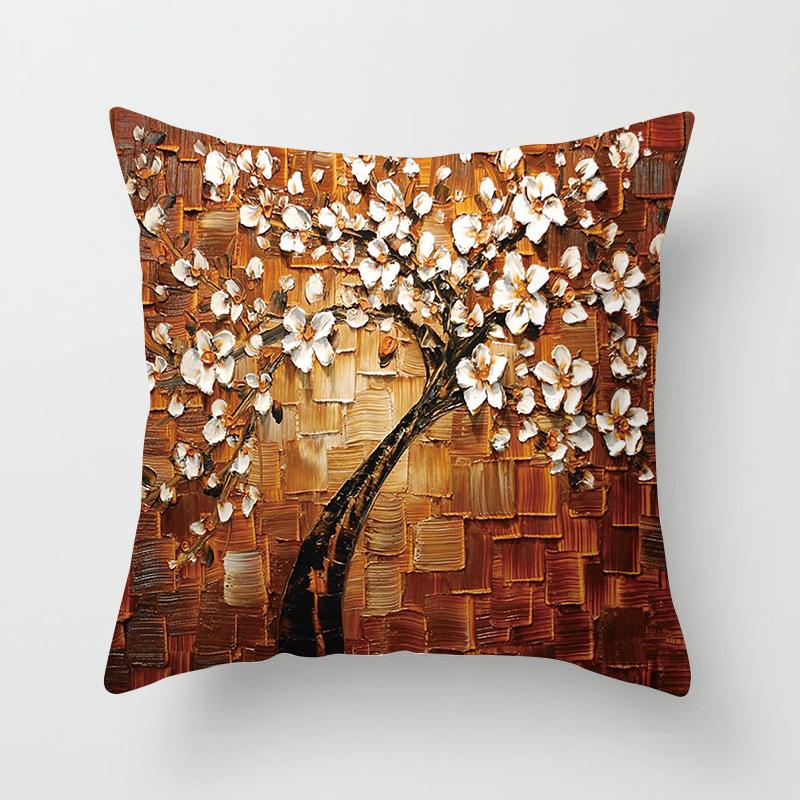 Red Leaves Lovers Valentine's Day Series Pillow Case Maple Leaf Falling Pillows Cover Tree Pattern Retro Cushion Pillowcases