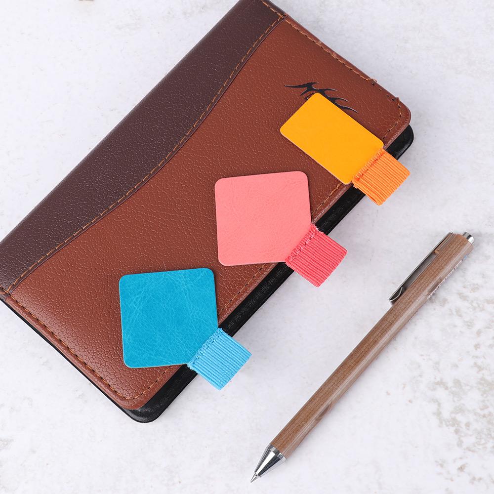 4Pcs/Collection Leather Pen Clips Self-adhesive Pen Holder Lightweight Multicolor Pencil Elastic Loop Office Stationery Notebook Accessory