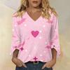 Women's Casual Halloween Print V-Neck Three-Quarter Sleeve Top