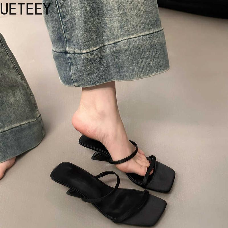 Fashion Designer Summer Narrow Band Heel Women Slippers Shoes Fashion Open Toe Shoes Design Style Banquet Party Sandals Shoes