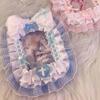 Charming Handmade Plush Rabbit Ears & Pink Lace Photo Card Holder - Canvas, Perfect for Daily Office Use