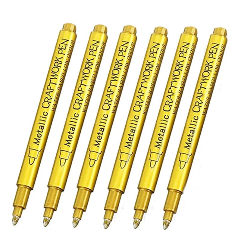 6pcs Waterproof Metallic Permanent Marker Pens for DIY - Ideal for Resin Molds, Gold & Silver Drawing - Essential Craft Suppli