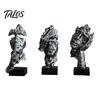 Talos 3Pcs Abstract Silent Figure Sculpture Set, Minimalist Art Desk Decor with Finger-to-Lips, Cover-Eyes & Chin-Rest Poses, Resin Statues for Living