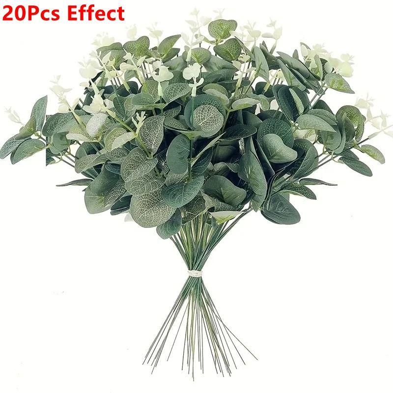 10/20Pcs Eucalyptus Leaves Fake Grass Festival Decoration Outdoor Home Room Wedding Decor Flowers Wreath DIY Artificial Plants