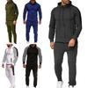 Classic Men Tracksuit Set With Hooded Pullover And Adjustable Jogging Pants