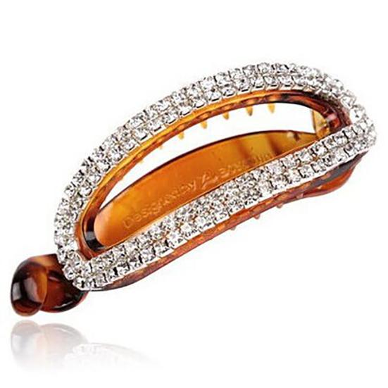 Women Fashion Hollow Rhinestone Hairpin Banana Clip Hairclip Ponytail Holder
