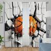 2pc Basketball Art Print Pattern Curtains   Polyester Fabric   Machine Washable   Suitable for Bedroom and Living Room Decoration