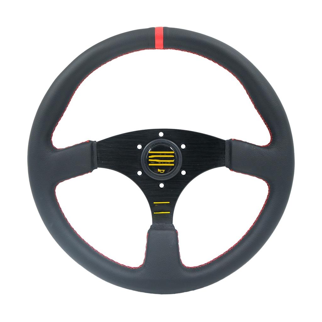 Car Modification Racing Leather/frosted Steering Wheel, Competitive Sports 14 Inch Flat Universal Steering Wheel