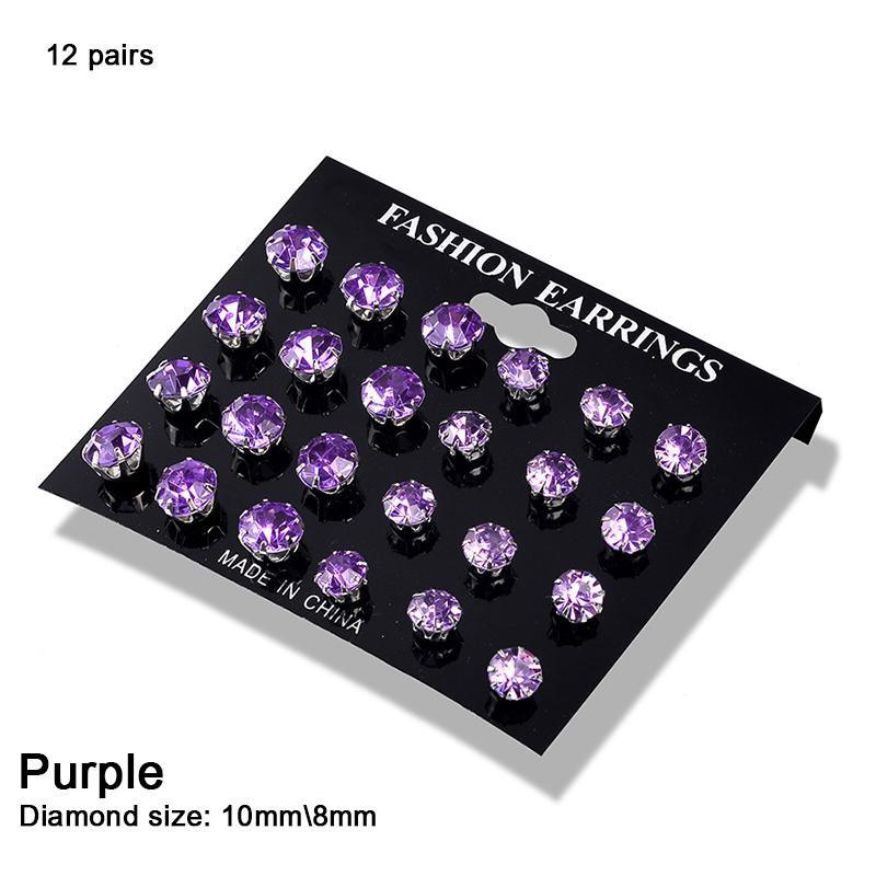 12 Pairs/Set Exquisite Elegant Wedding Stud Earrings Set Charm Simple Women Zircon Earrings Set Jewelry Accessories Gifts LM