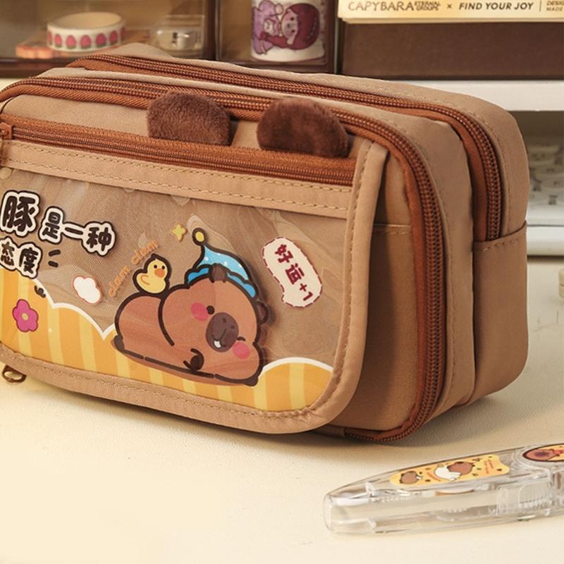 Pencil Case Cartoon Capybara Pen Bag Large Capacity Pencil Pouch Lovely Pencil Bag School Office Supplies for Student