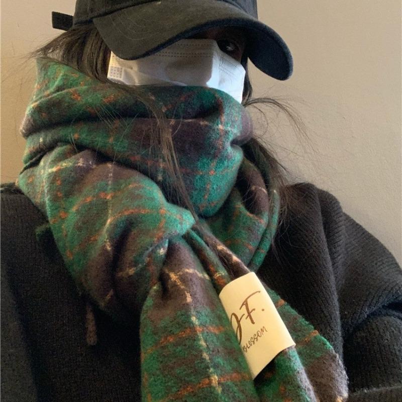 Autumn and winter atmosphere imitation cashmere scarf women's warm retro student long shawl cold scarf men