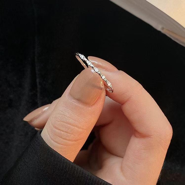 Women's Diamond-Studded Minimalist Open Ring - Elegant, Trendy, Cold Style Fashion for Index Finger