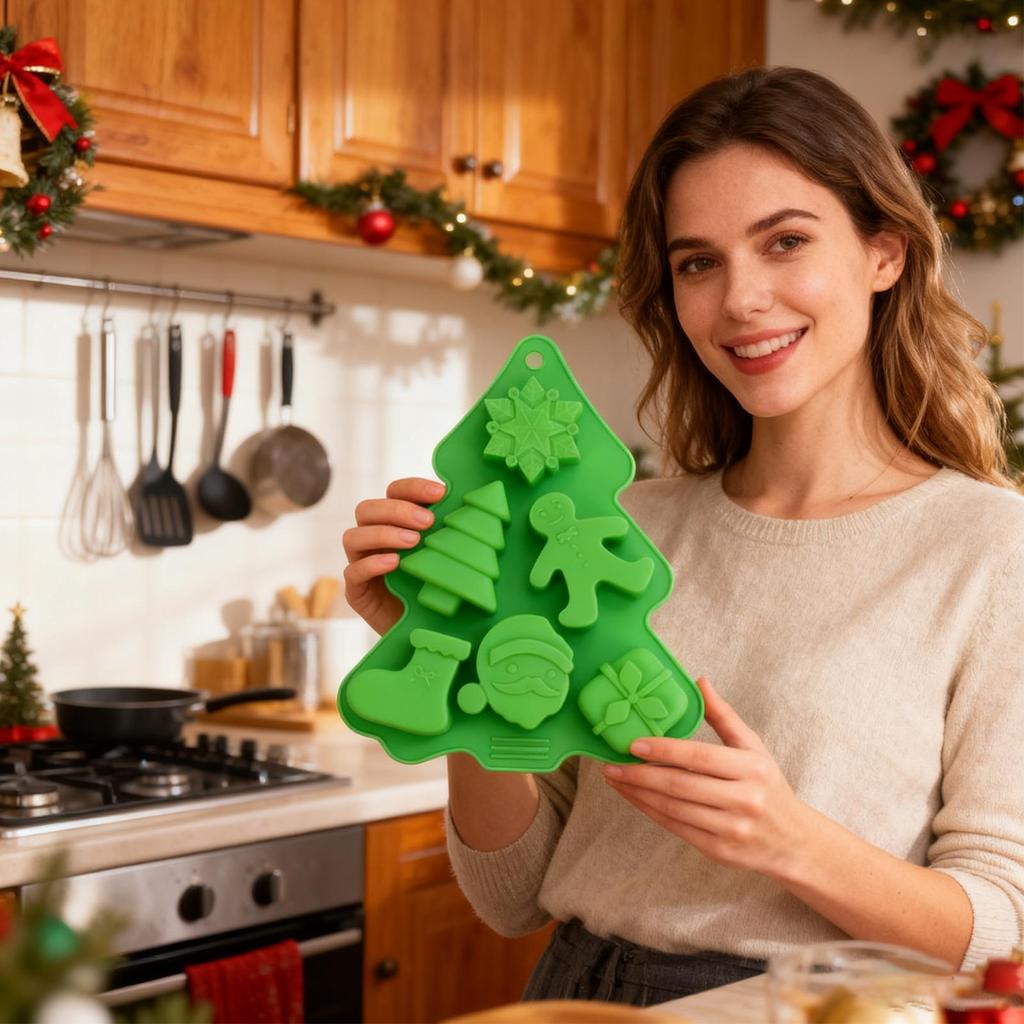 Christmas Silicone Mold Christmas Candy Molds Non Stick Christmas Silicone Cake Baking Mold Reusable Easy Release Tray