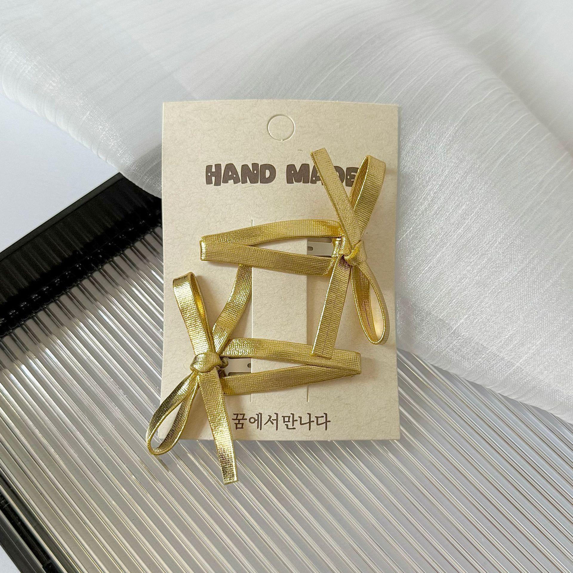 Golden Korean Style High-End Girls  Bow Hair Clip