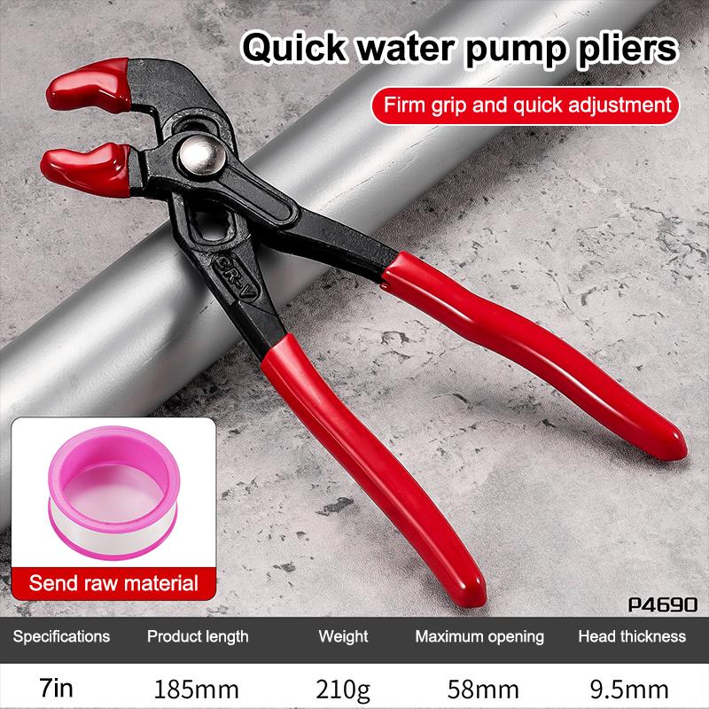 1Pcs Large Opening Water Pump Pliers 7/10/12inch Quick Adjustable Multifunctional Pump Pliers Quick-Release Plumbing Pipe Wrench