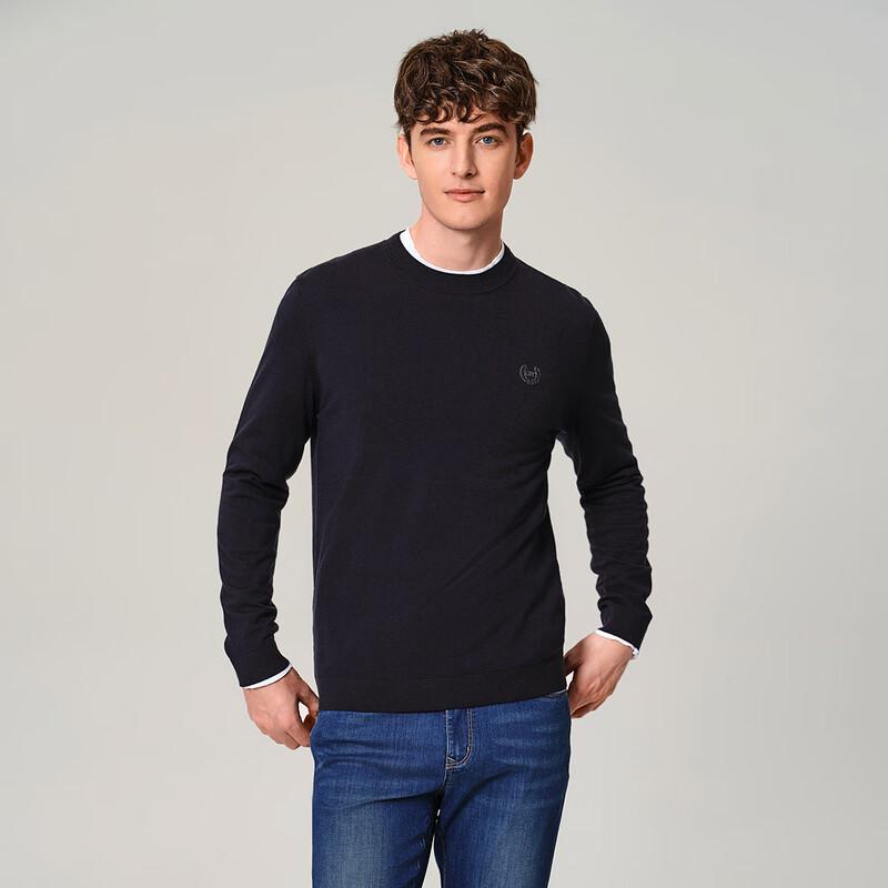 Goldlion Men's Classic Round Neck Wool Blend Sweater