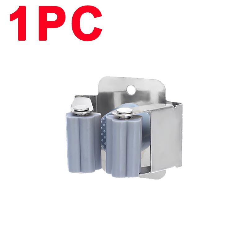 5/1Pcs Self-Adhesive Mop Holder Clips Stainless Steel Drilling Mop Broom Holder Rack With Screw Kitchen Bathroom Organizer Shelf