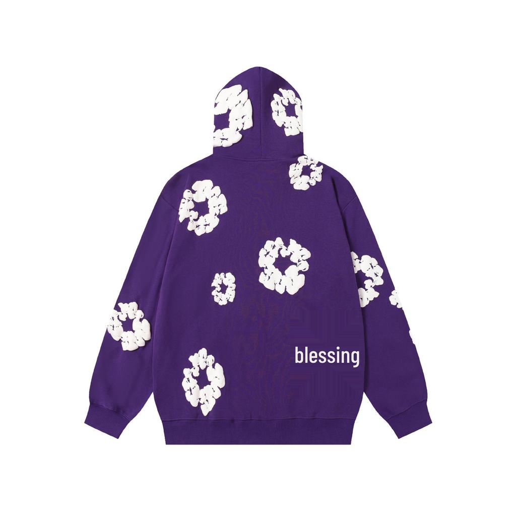 Modna bluza z kapturem i zamkiem, wypełniona pianką kapok, z nadrukiem - Jesienna moda unisex