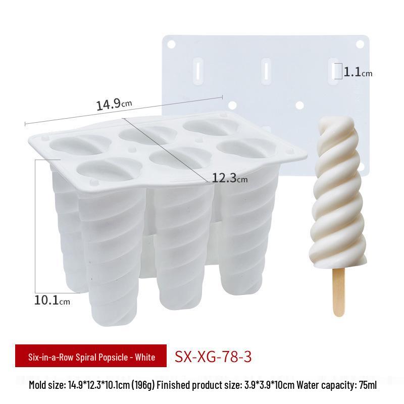 Sanxin 6-Spiral Silicone Mold for Homemade Ice Cream Popsicles