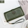 Women's Oil Wax Leather Zipper Wallet with Coin Purse & ID Holder