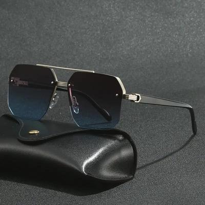 Nuevas Gafas de Sol Rectangulares Sin Montura Mujer Moda Cuadradas Sin Marco Gafas de Sol Femeninas Tonos Clásicos Color Degradado Gafas UV400