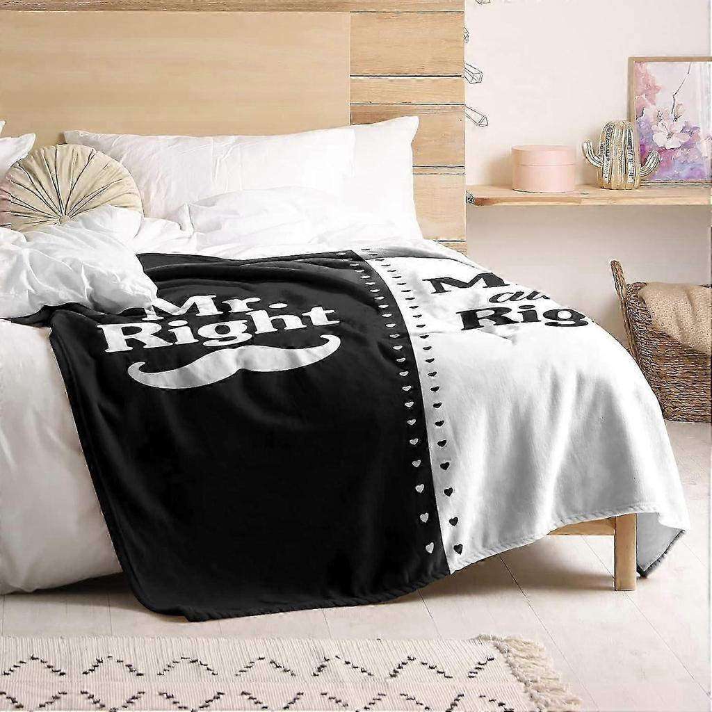 Mr. & Mrs. Right Gifts  Wedding, Bridal Shower, Engagement Gifts for Couples  Compatible with 60x50" Blanket