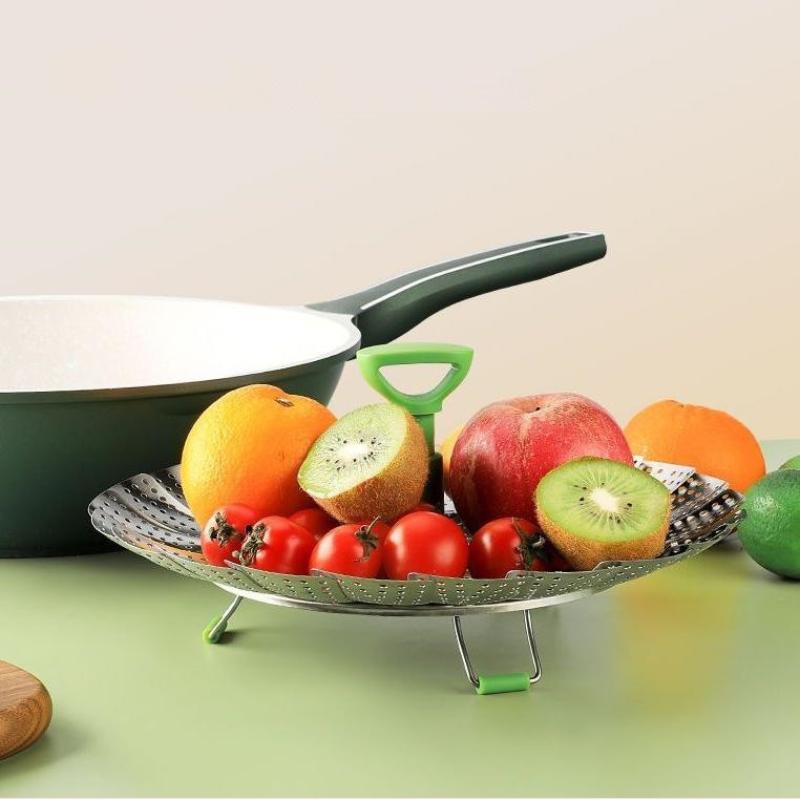 9/11Inch Stainless Steel Lotus Steaming Tray Folding Food Steamer Vegetable Fruit Food Basket Mesh Steamer Rack Cooking Cookware
