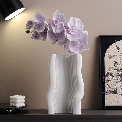 Vaso Fioriera Geometrico Pieghettato Tridimensionale in Ceramica Artigianato in Ceramica Forma Ondulata Fioriera Decorazione per la Casa