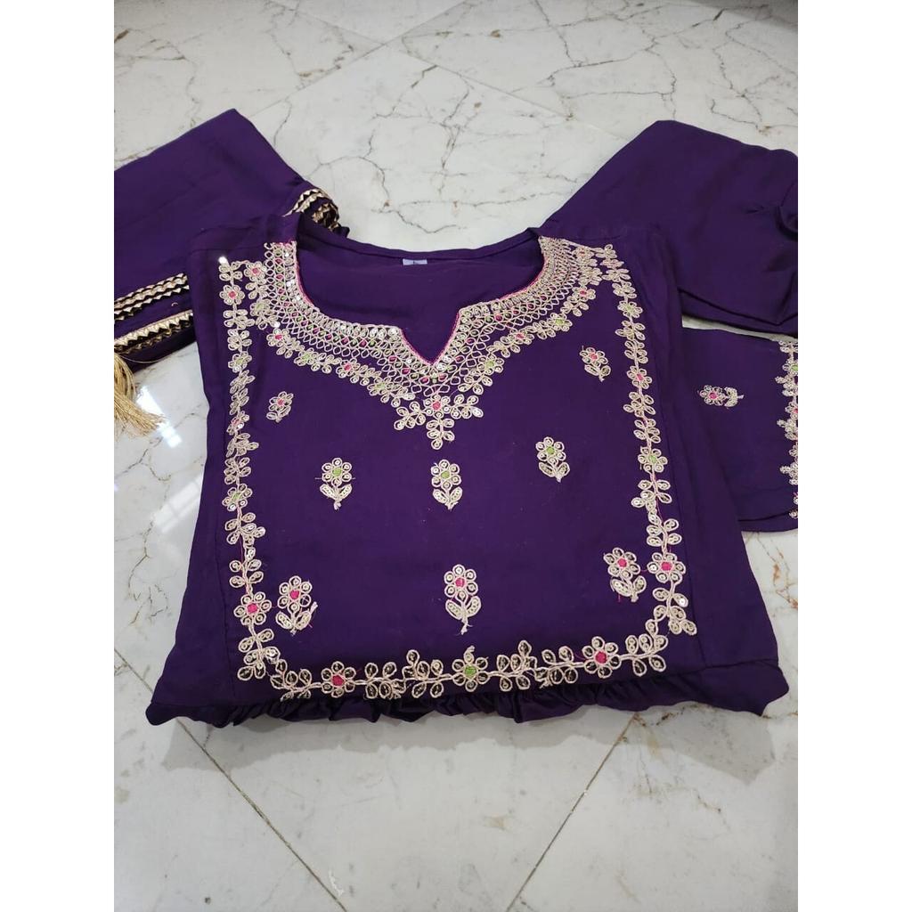 Indian Women Anarkali Long Gown Pant Dupatta Set Party Wear Top Tunic Kurti VF-20253a