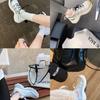 Grape mother studiolee leather thick sole heightening sports wind drawstring light casual color matching dad shoes women