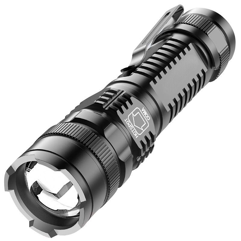 

Выдвижной фонарик, светодиодный, портативный, многофункциональный, перезаряжаемый через USB, алюминиевый сплав, мощный фонарь, портативное мини-освещение чёрный